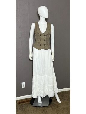 Antique Edwardian Petticoat Skirt Fits S-XXL White Cotton + Eyelet Lace